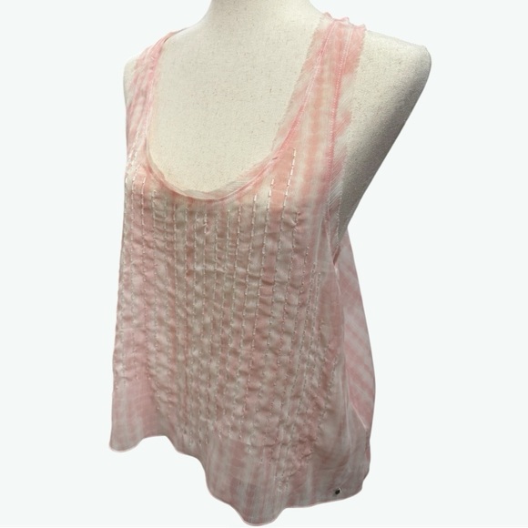ABERCROMBIE & FITCH | Vintage Pink Beaded Racerback Top Large - Picture 4 of 5